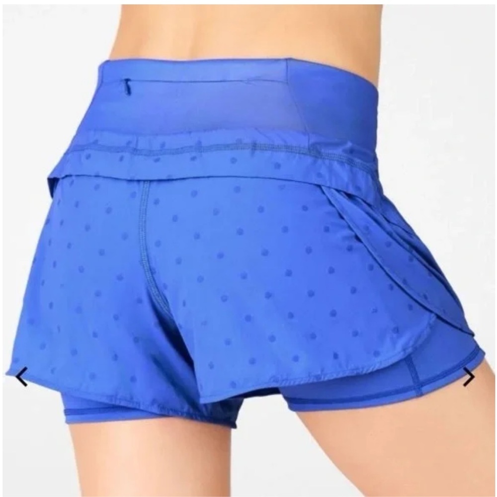 Fabletics Austyn Running Blue Polka Dot Athletic Shorts Size Medium